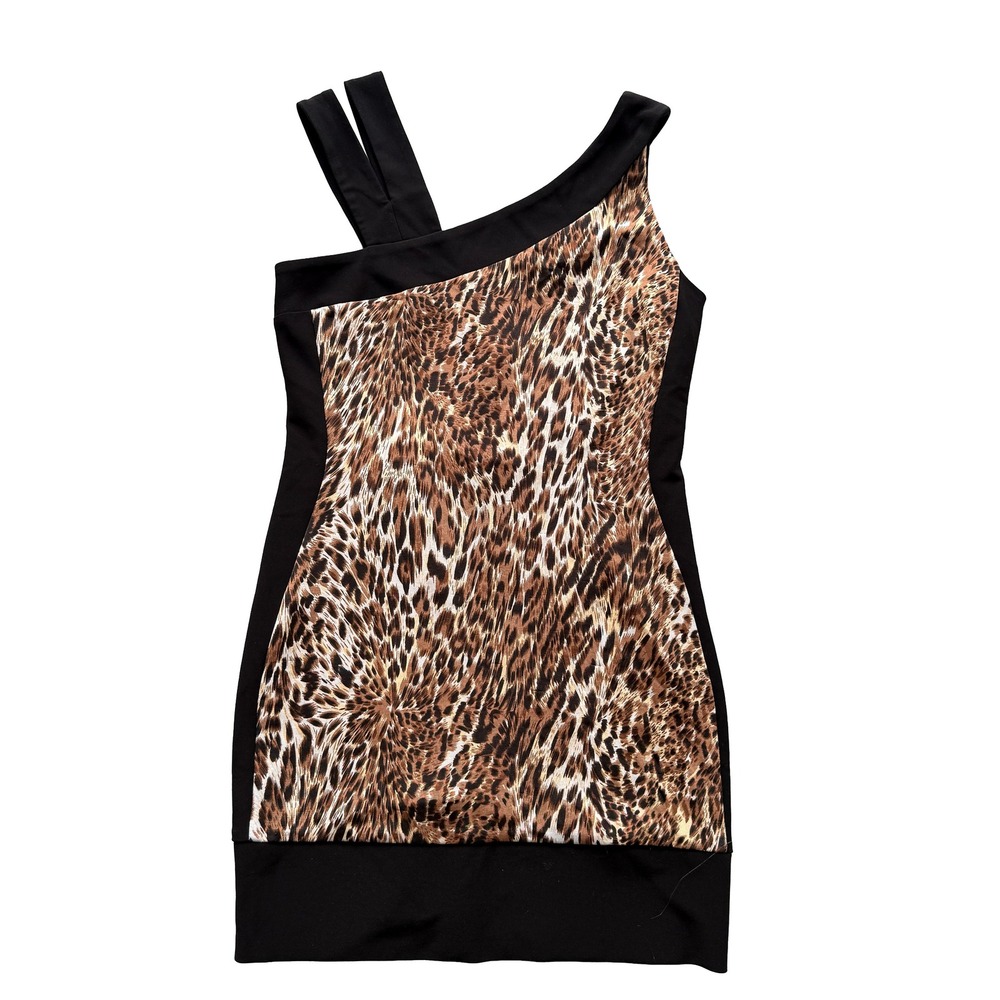 Joseph Ribkoff Leopard Print Asymmetrical Mini Dress Bodycon Y2K Size 6